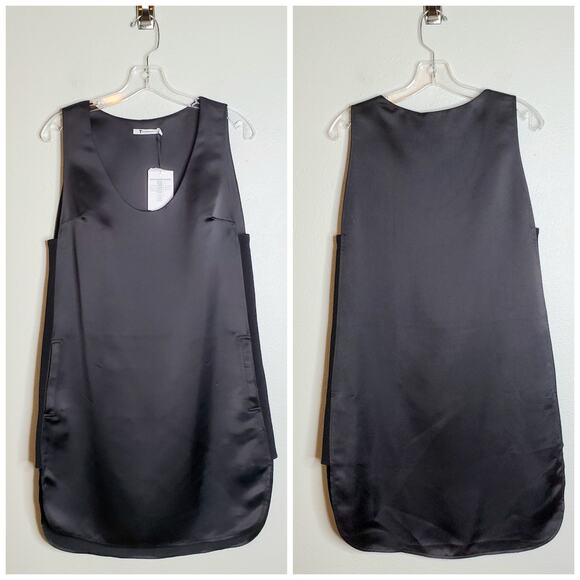 T Alexander Wang Satin Cocktail Dress Black Size 2 Minimalist Modern Artsy Chic - Picture 3 of 13